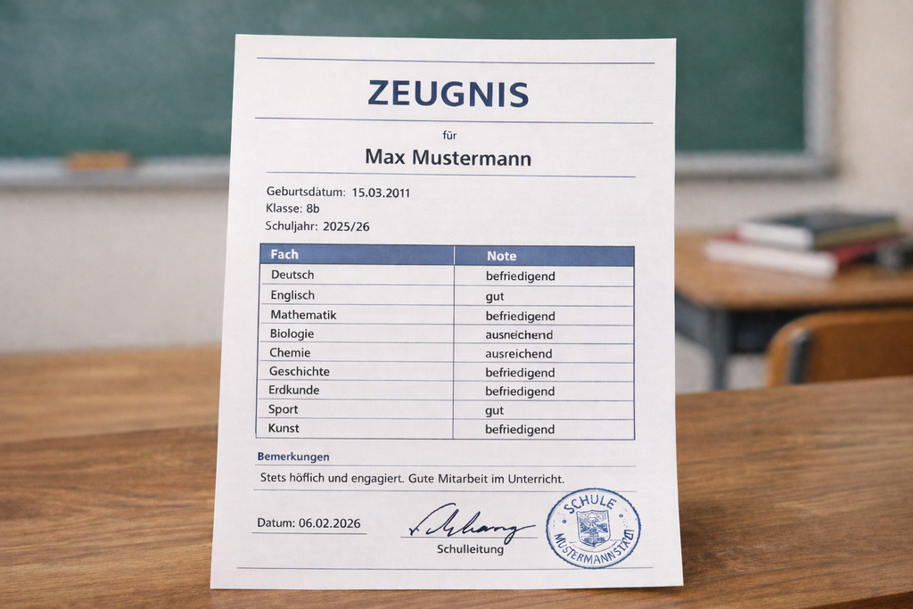 Unterrichtsende um 11:05Uhr – Halbjahreszeugnisse am 6. Februar 2026